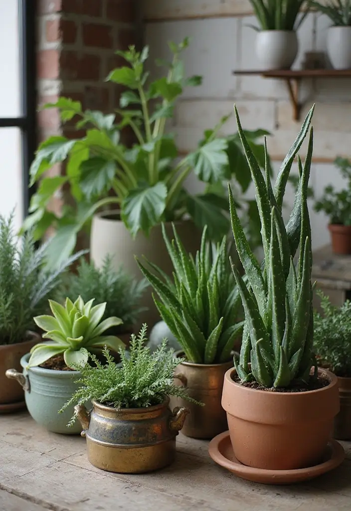 30 Vintage Office Ideas with Antique: Embrace Library-Core Vibes - 28. Unique Office Plants
