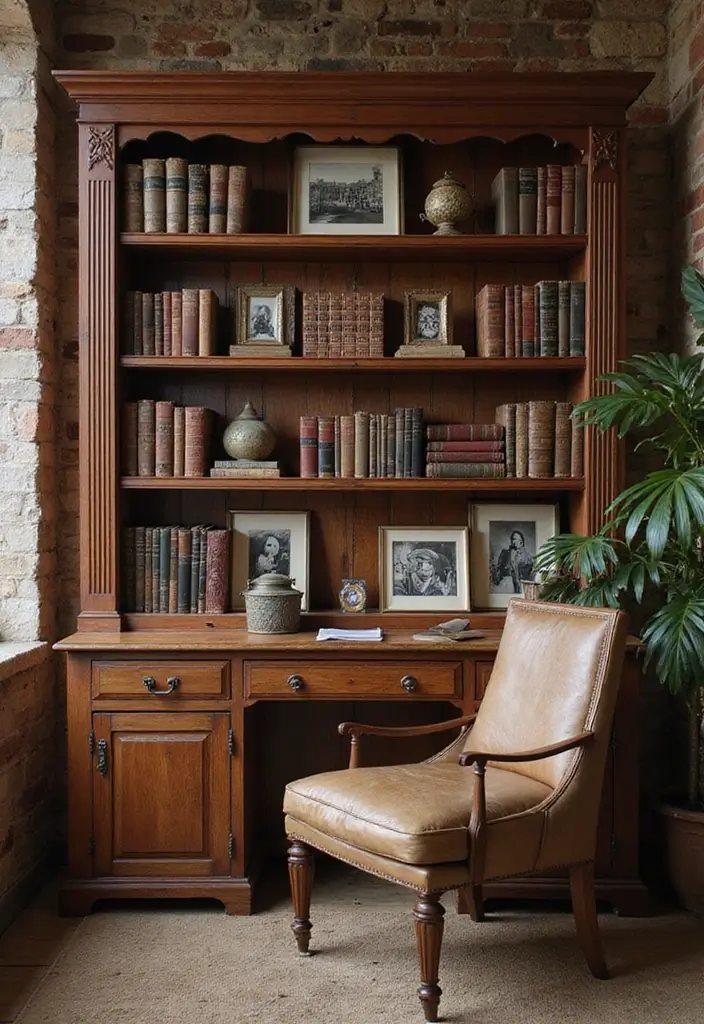 30 Vintage Office Ideas with Antique: Embrace Library-Core Vibes - 3. Bookshelves with Character