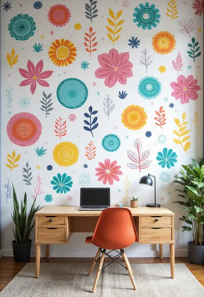 30 Wall Design Ideas for Your Office That Don’t Feel Boring - 10. Whimsical Wallpaper