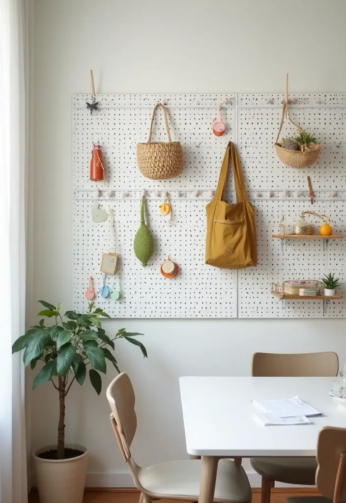 30 Wall Design Ideas for Your Office That Don’t Feel Boring - 15. Minimalist Pegboard Designs