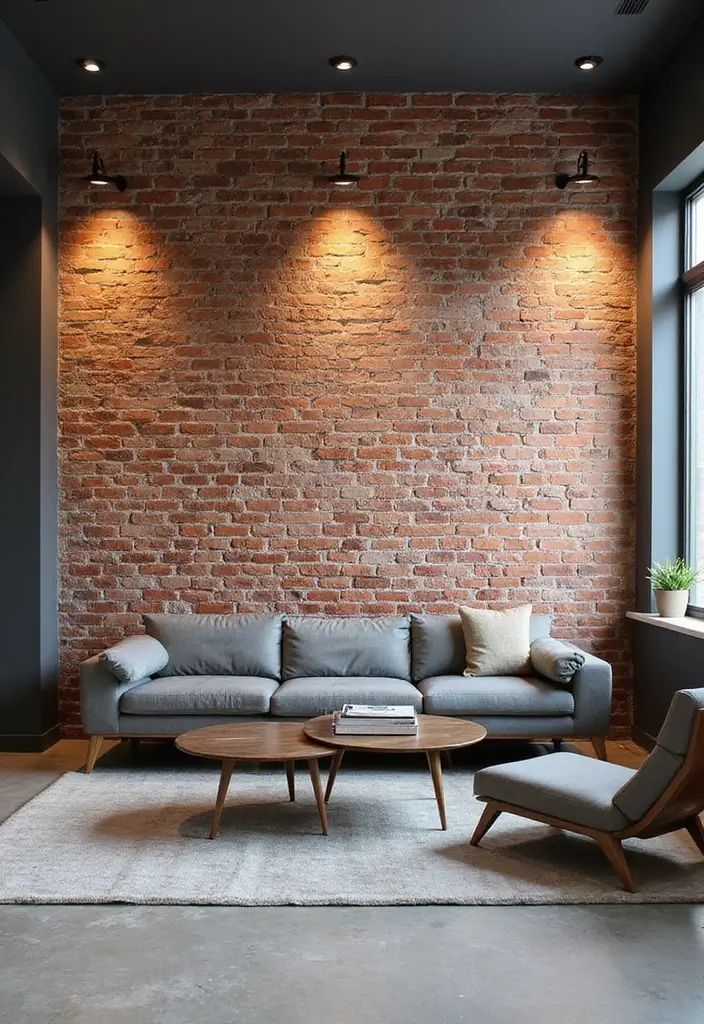 30 Wall Design Ideas for Your Office That Don’t Feel Boring - 20. Reclaimed Brick Accent Wall