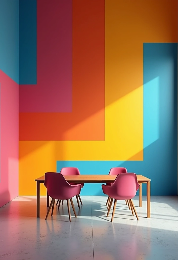 30 Wall Design Ideas for Your Office That Don’t Feel Boring - 21. Color-Blocked Walls