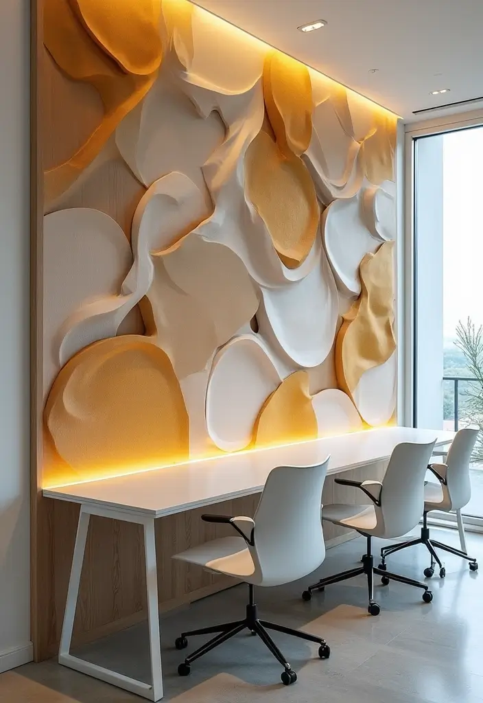 30 Wall Design Ideas for Your Office That Don’t Feel Boring - 23. 3D Wall Art