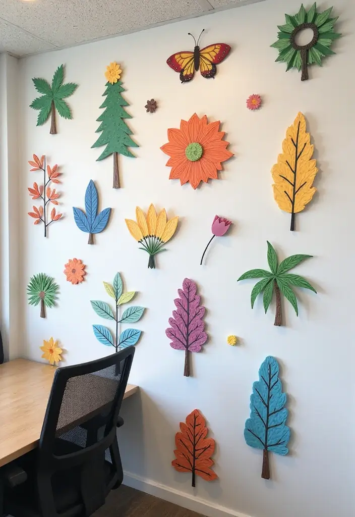 30 Wall Design Ideas for Your Office That Don’t Feel Boring - 25. Artistic Wall Decals