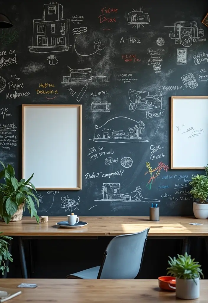 30 Wall Design Ideas for Your Office That Don’t Feel Boring - 4. Chalkboard or Whiteboard Walls