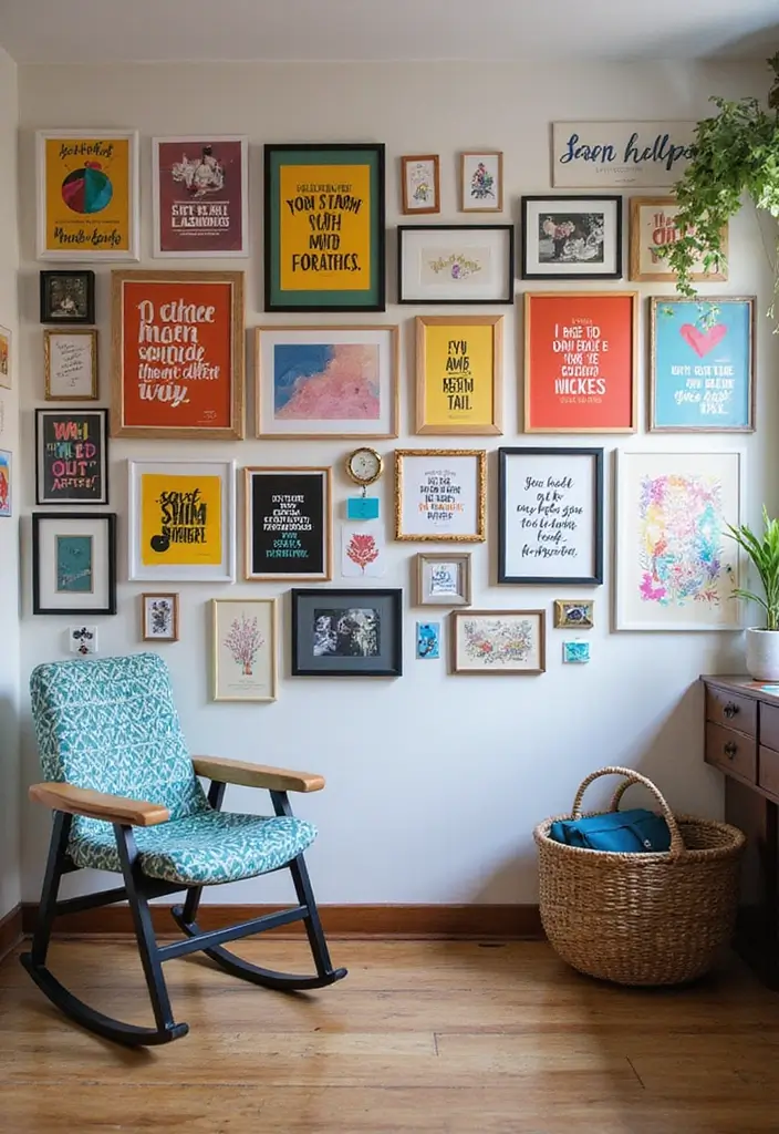 30 Wall Design Ideas for Your Office That Don’t Feel Boring - 7. Inspirational Gallery Wall