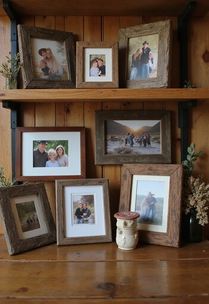 30 Western Office Decor Ideas with Cowboy Boots - 16. Rustic Picture Frames