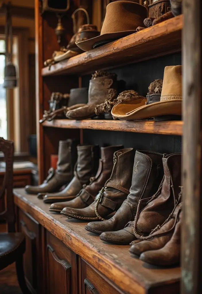 30 Western Office Decor Ideas with Cowboy Boots - 20. Vintage Western Memorabilia