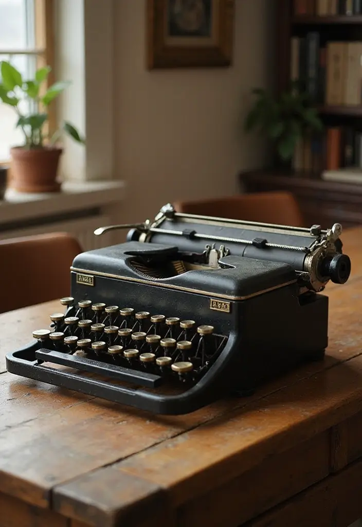 30 Western Office Decor Ideas with Cowboy Boots - 27. Vintage Typewriter