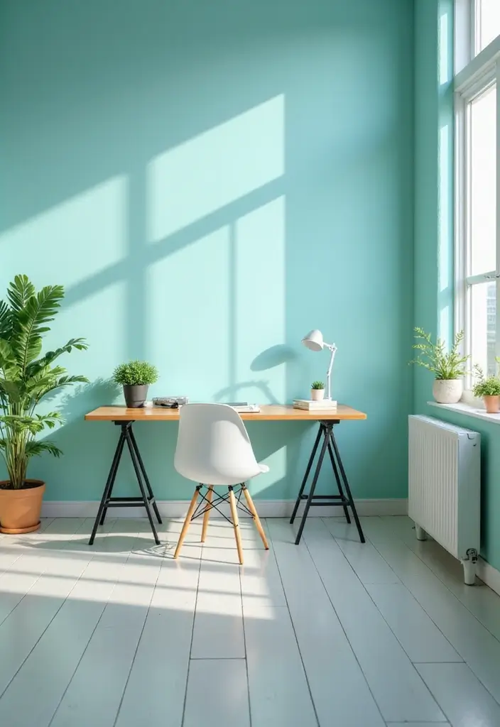 17 Best Office Paint Colors for Focus & Productivity - 17. Inspiring Light Aqua 1
