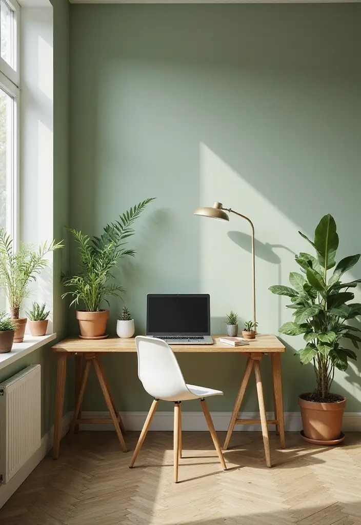 17 Best Office Paint Colors for Focus & Productivity - 2. Gentle Sage Green 1