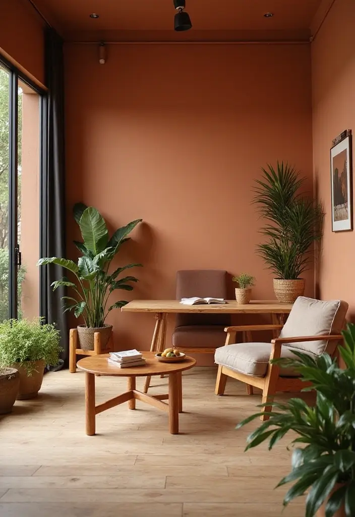 17 Best Office Paint Colors for Focus & Productivity - 6. Earthy Terracotta 1