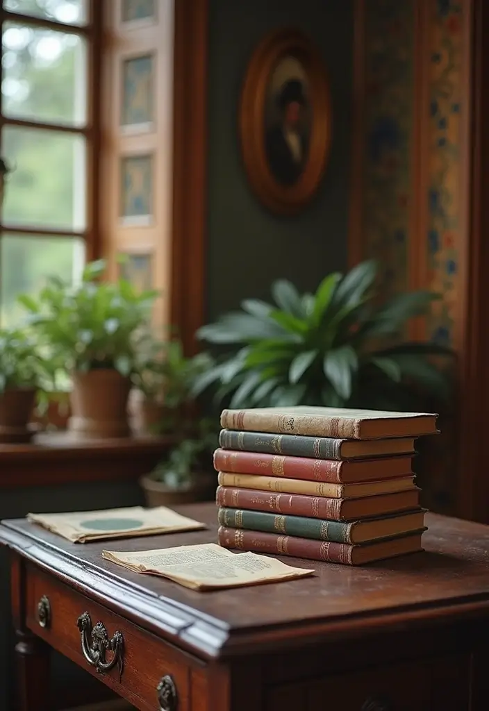 18 Feminine Home Office Ideas That Feel Chic - 4. Vintage Books and Decor 1