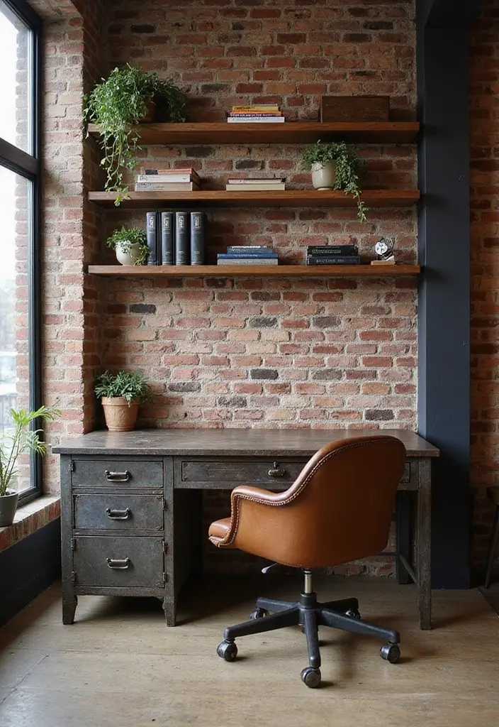 18 Masculine Home Office Ideas That Look Bold - 1. Industrial Chic Vibe 1