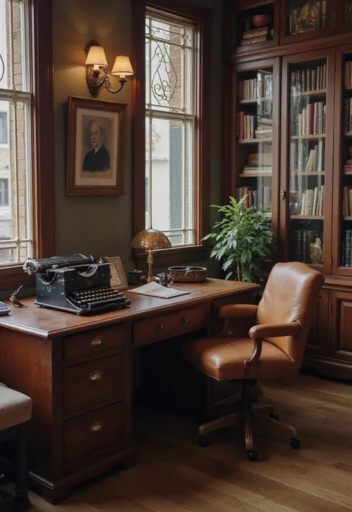 18 Masculine Home Office Ideas That Look Bold - 3. Vintage Accents 1