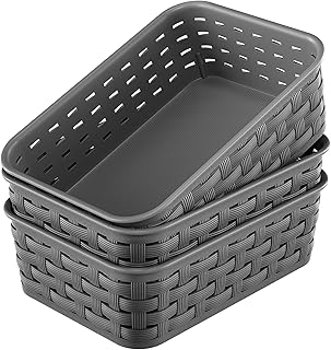 3 Pack Small Plastic Basket, Storage Bin Baskets for Organizing, Pantry ...