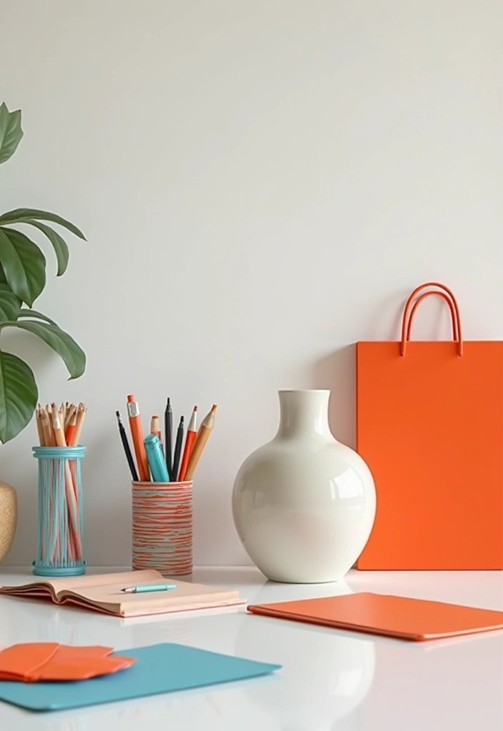 30+ Office Desk Decor Ideas That Spark Creativity - 22. Bright Accent Colors 1