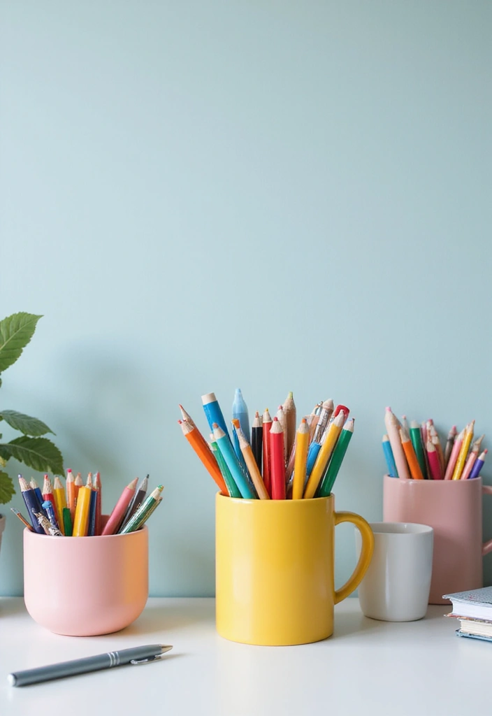 30+ Office Desk Decor Ideas That Spark Creativity - 9. Colorful Stationery 1