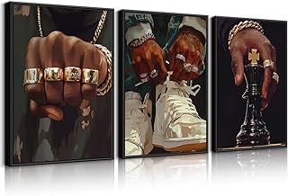 3Pcs Hip Hop Black Men Wall Art Urban African American Man Wall Decor Fa...