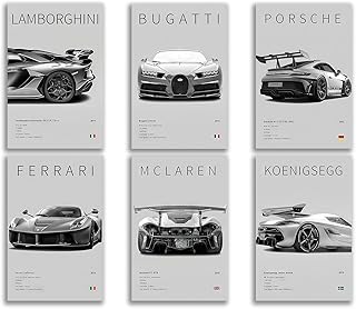 CSLGQGV Car Poster Vintage Racing Car Wall Art Supercar Canvas Prints Pa...