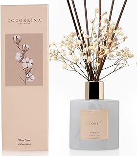Cocorrína Reed Diffuser Set, Clean Linen 6.7 fl oz Scented Diffuser wit...
