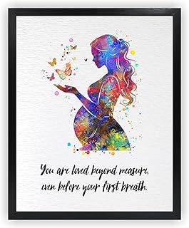Dignovel Studios 11X14 Unframed Pregnant Mom Woman Watercolor Art Print ...