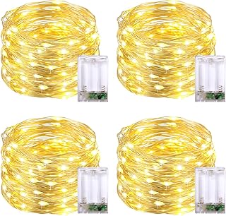 JMEXSUSS 4 Pack 50 LED Christmas Fairy Lights Battery Operated, 16ft War...
