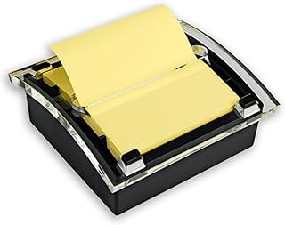 Note Dispenser, Sticky Note Holder, Black Base, Clear Top, Includes 50 S...