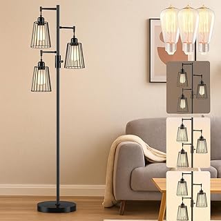 PESRAE Dimmable Industrial Floor Lamp, Farmhouse Floor Lamp Standing Lam...