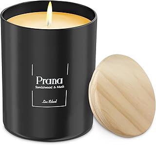 Premium Sandalwood & Musk Scented Candles (Prana), Natural Soy Candles G...