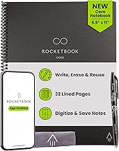 Rocketbook Core Reusable Smart Notebook, Lined Pages For School, Work an...