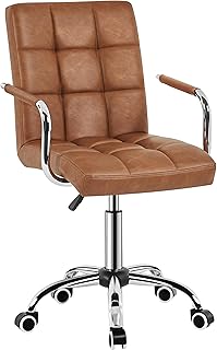 Yaheetech PU Leather Comfortable Office Desk Chair Mid Back Height Adjus...