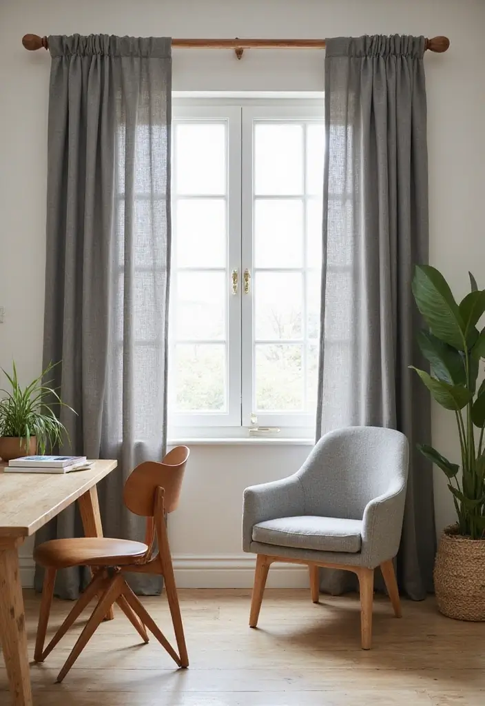 12 Office Curtain Ideas That Add Privacy & Style - 10. Eco-friendly Curtain Rods 1