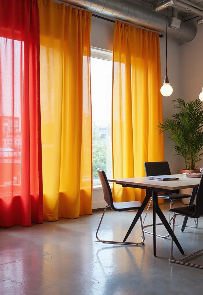 12 Office Curtain Ideas That Add Privacy & Style - 8. Color Block Curtains 1