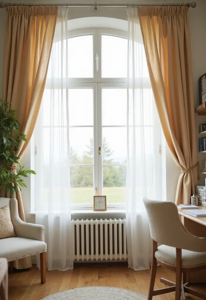 12 Office Curtain Ideas That Add Privacy & Style - 9. Sheer Curtains 1