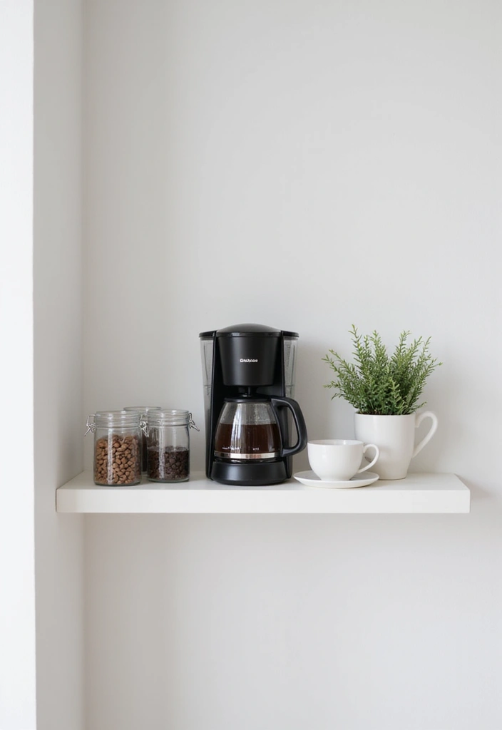 15 Office Coffee Station Ideas for Caffeine Lovers - 1. Minimalist Coffee Corner 1