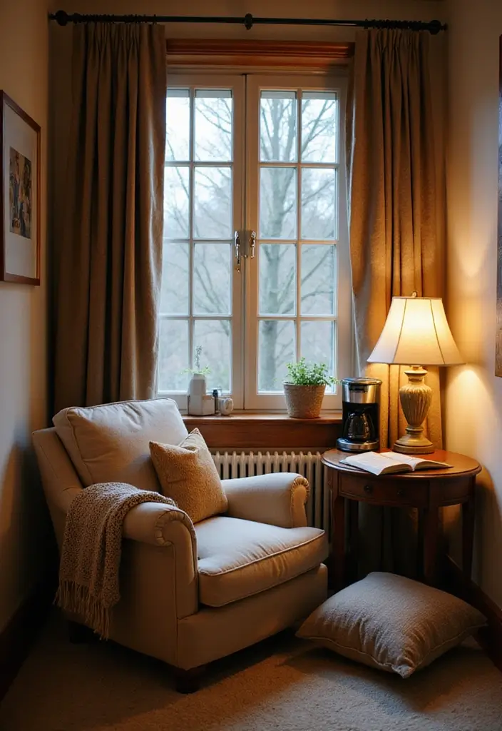15 Office Coffee Station Ideas for Caffeine Lovers - 4. Cozy Reading Nook Coffee Station 1