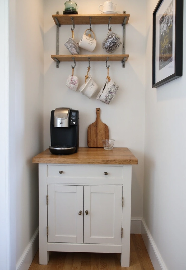 15 Office Coffee Station Ideas for Caffeine Lovers - 9. Compact Coffee Station for Small Spaces 1