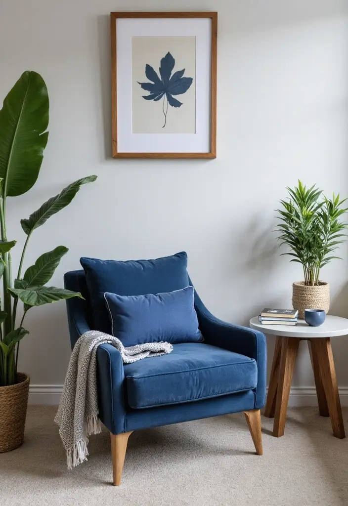 18 Dark Blue Office Ideas That Feel Sophisticated - 10. Navy Blue Throw Pillows 1