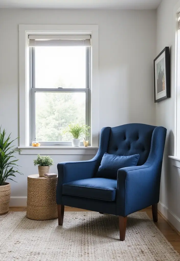 18 Dark Blue Office Ideas That Feel Sophisticated - 12. Navy Blue Accent Chairs 1