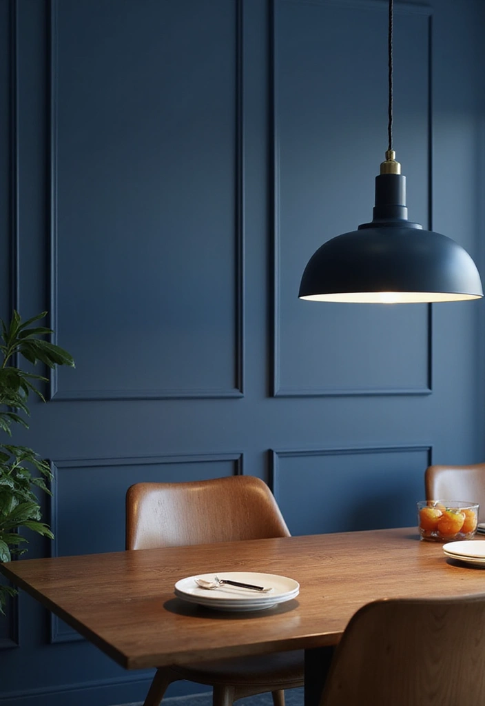 18 Dark Blue Office Ideas That Feel Sophisticated - 8. Navy Blue Lighting Fixtures 1