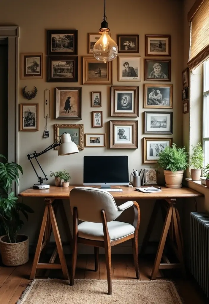 18 Vintage Office Decor Ideas That Feel Timeless - 14. Personal Touches 1