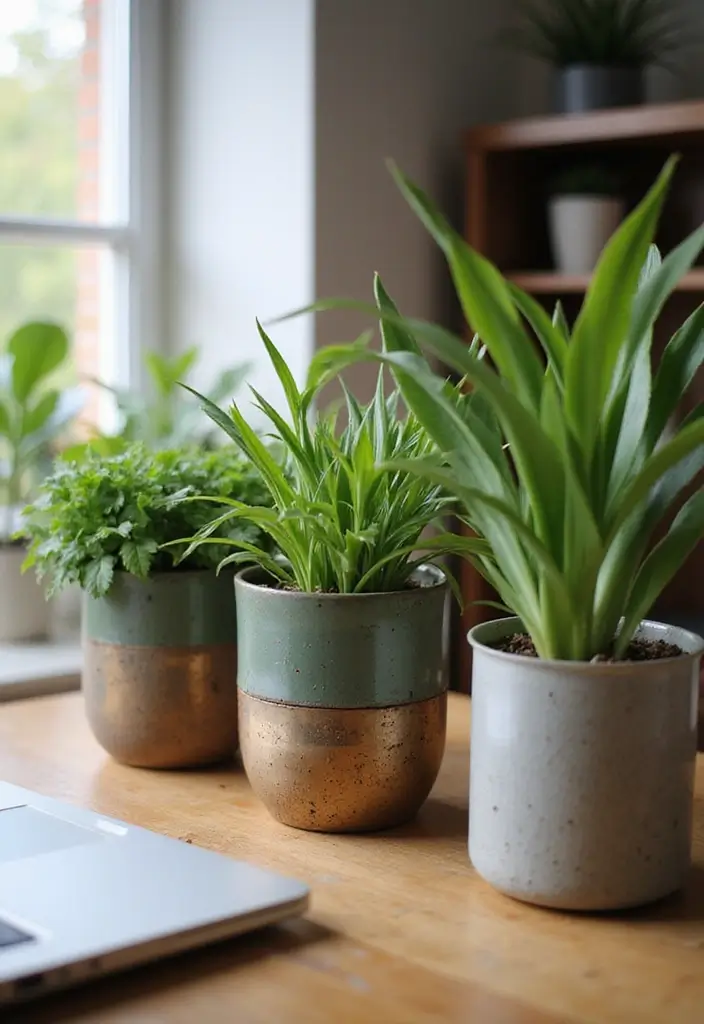18 Vintage Office Decor Ideas That Feel Timeless - 15. Unique Planters 1