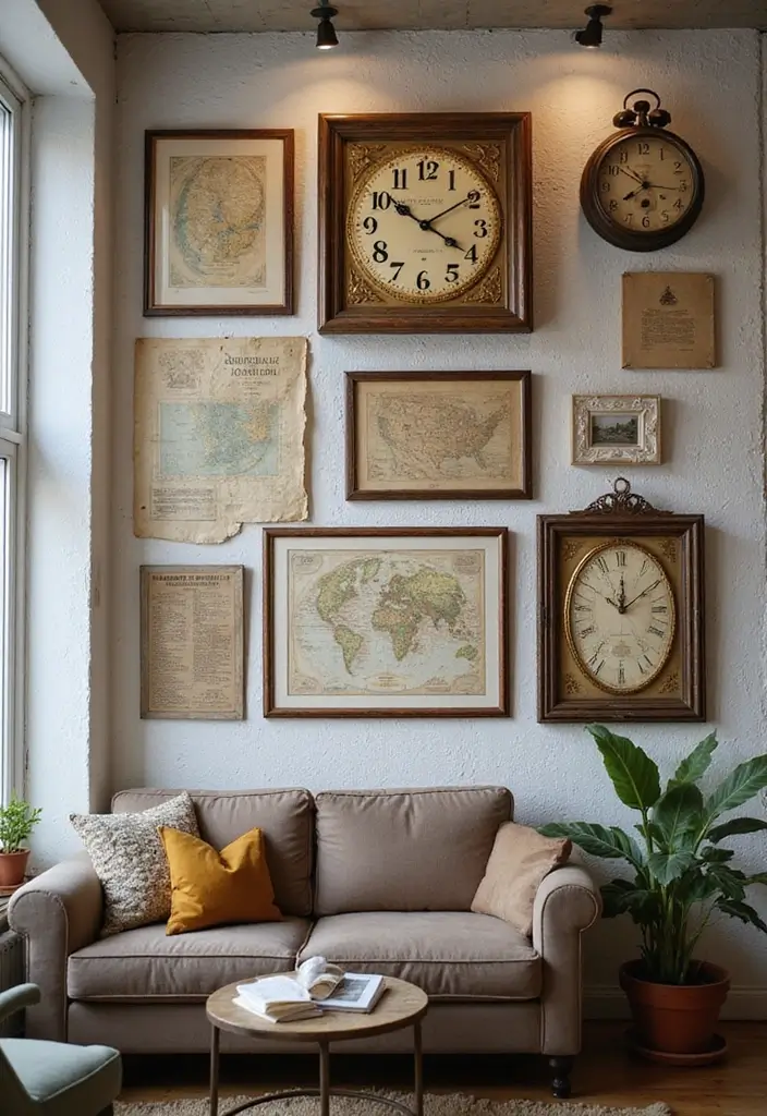 18 Vintage Office Decor Ideas That Feel Timeless - 18. Vintage Themed Wall Decor 1