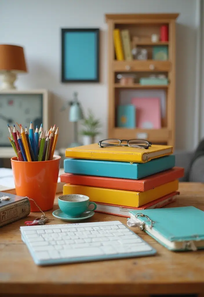 18 Vintage Office Decor Ideas That Feel Timeless - 2. Retro Office Accessories 1