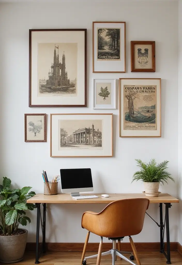 18 Vintage Office Decor Ideas That Feel Timeless - 3. Vintage Artwork 1