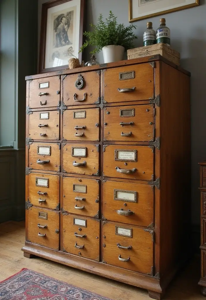 18 Vintage Office Decor Ideas That Feel Timeless - 7. Vintage Filing Cabinets 1