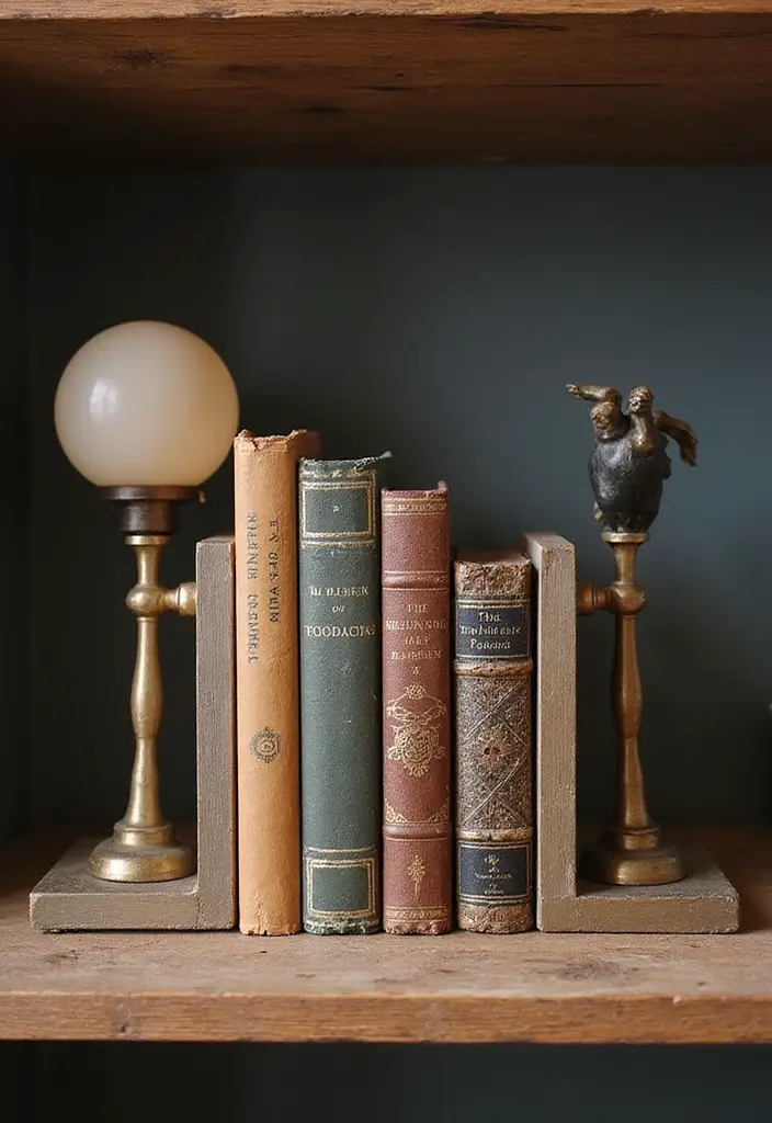 18 Vintage Office Decor Ideas That Feel Timeless - 9. Stylish Bookends 1