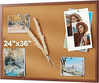 24x36 Inch Cork Bulletin Board for Wall with Rich Walnut Wood Frame | El...