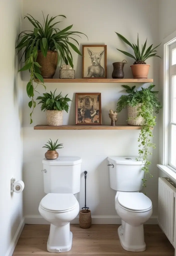 30 Office Bathroom Decor Ideas So It Doesn’t Feel Like… an Office Bathroom - 11. Creative Wall Shelving 1